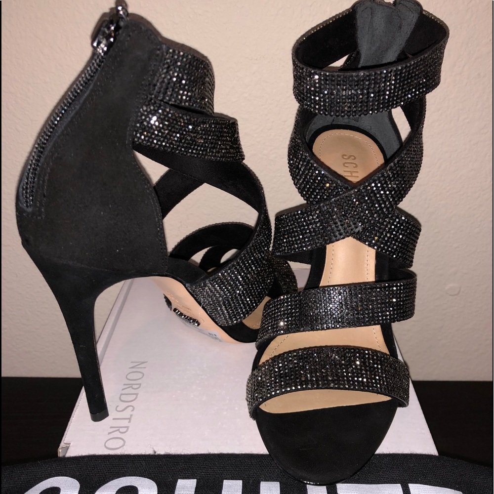 Schutz Joan Crystal encrusted gladiator heels